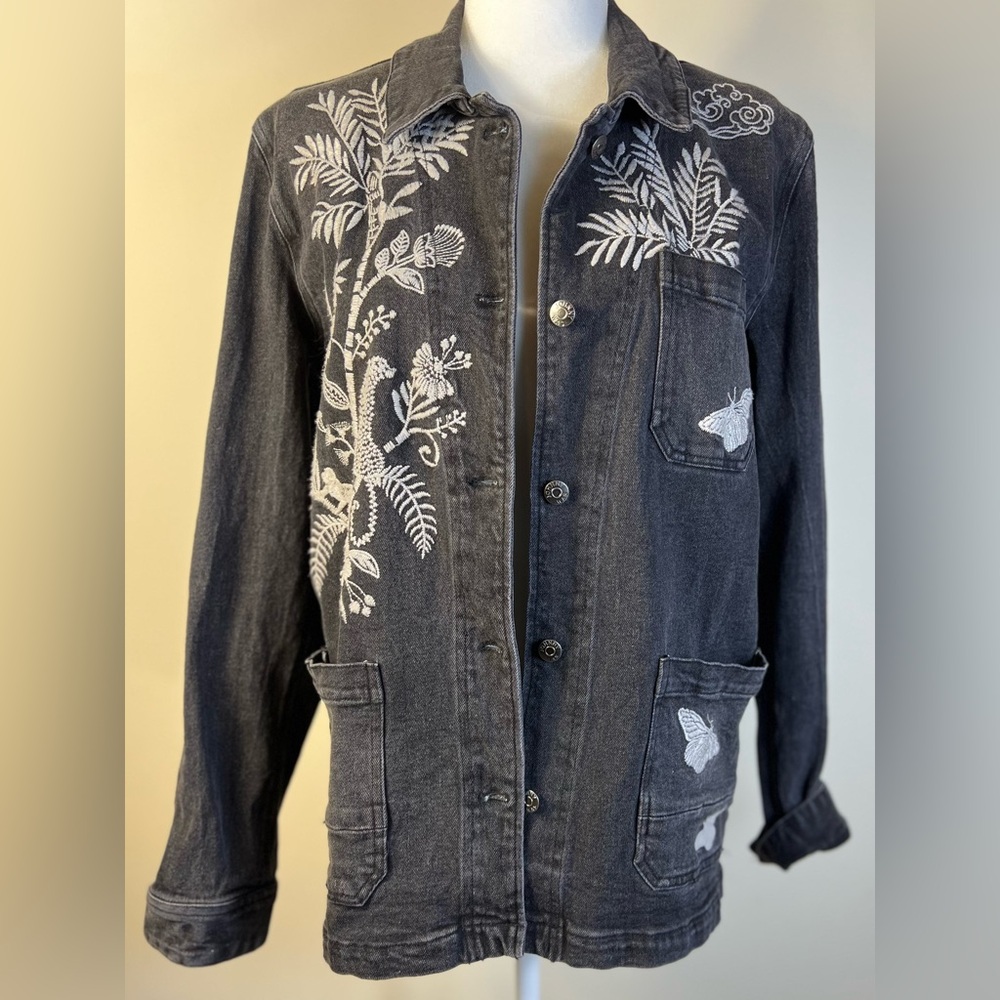 Johnny Was Workshop Eden Denim Washed Black Jacket, Size S, NWOT - Picture 6 of 15
